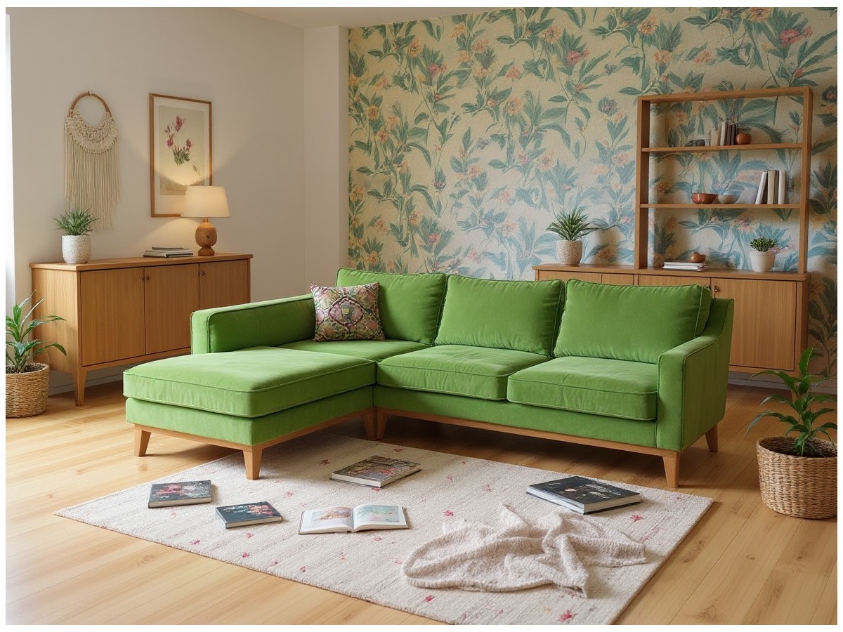 Butelkowa sofa z szezlongiem Lukrecja extra 225x185 cm