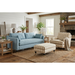 Sofa Chrystal – pastelowo niebieska sofa z pierzem Sofa Chrystal – pastelowo niebieska sofa z pierzem