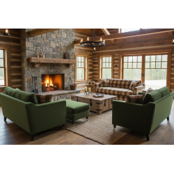 Klasyczny zestaw do salonu sofa Chrystal 200 cm, 2 fotele Paxton i pufa