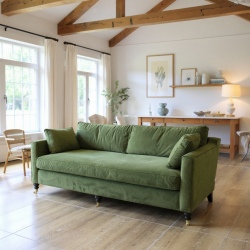 Komplet sof z pierzem Chrystal 190 cm w butelkowej zieleni