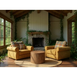 Fotel English Rose – wygodny fotel w stylu angielskim z klasycznymi podłokietnikami i poduszką w kratę