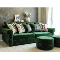 Narożnik English Rose 240x240 – elegancka sofa narożna w stylu angielskim z poduszkami w kratę