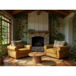 Sofa narożna English Rose 275x250 – wygodny narożnik w stylu angielskim z poduszkami w kratę