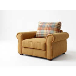 Sofa narożna English Rose 275x250 – wygodny narożnik w stylu angielskim z poduszkami w kratę