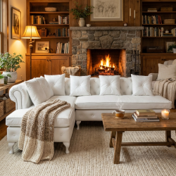 Sofa narożna w brązowej skórze naturalnej Sara 180x250 cm