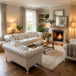 Zestaw 2 sof w białej skórze naturalnej Sara 240