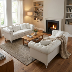 Zestaw 2 sof w białej skórze naturalnej Sara 240