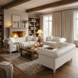 Zestaw 2 sof w białej skórze naturalnej Sara 240