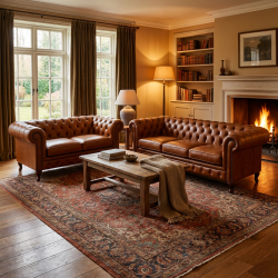 Zestaw 2 kanap w czekoladowej skórze naturalnej Sara 240