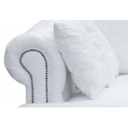 Pikowany narożnik w białej skórze naturalnej Sara 150x250 cm