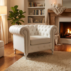 Pikowana pufa w skórze na wysokich nóżkach Sara