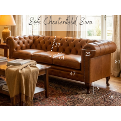 Biszkoptowa sofa chesterfield Sara 200