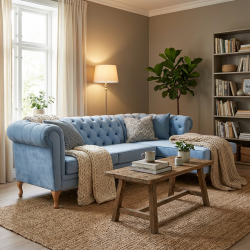 Pluszowa kanapa chesterfield Sara 250x170