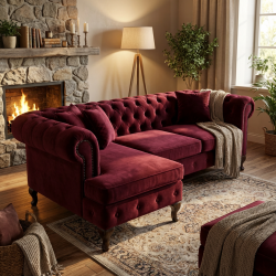 Burgundowa sofa chesterfield Sara 250x140