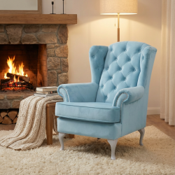 Pikowany fotel z wysokim oparciem Sara