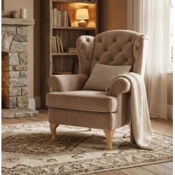 Pikowany fotel z wysokim oparciem Sara