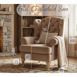 Pikowany fotel z wysokim oparciem Sara