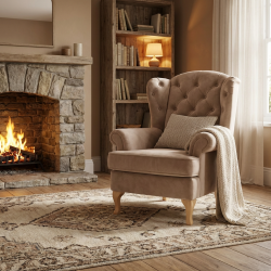 Skórzany fotel z wysokim oparciem Sara