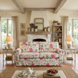 Flower 206 kwiatowa sofa ze ściąganym fartuchem i funkcją spania