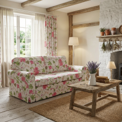 Flower 206 kwiatowa sofa ze ściąganym fartuchem i funkcją spania