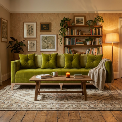 Berg 235 pikowana sofa w kolorze butelkowej zieleni