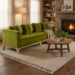 Berg 235 pikowana sofa w kolorze butelkowej zieleni