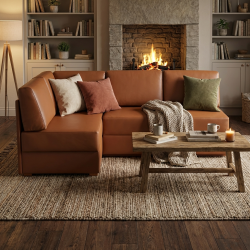 Mały narożnik z funkcją spania w skórze naturalnej Mila 130x200