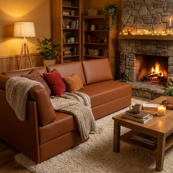 Mały narożnik z funkcją spania w skórze naturalnej Mila 130x200