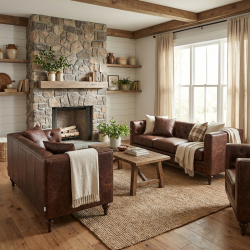 Donna 250 cm sofa chesterfield z prostym bokiem w skórze naturalnej