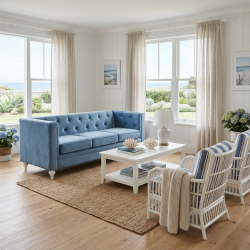 Donna 200 cm skórzana sofa chesterfield z prostym bokiem