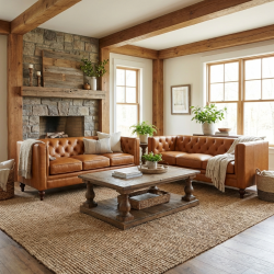 Donna 200 cm skórzana sofa chesterfield z prostym bokiem