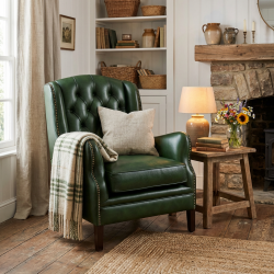 Rey wąski fotel chesterfield z wysokim oparciem