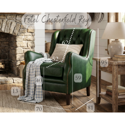 Rey wąski fotel chesterfield z wysokim oparciem