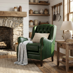 Rey wąski fotel chesterfield z wysokim oparciem