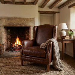 Alberto wąski fotel w skórze naturalnej