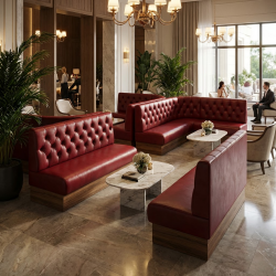 Luksusowa Loża Restauracyjna CHERRY – Elegancja Chesterfield w Systemie Modułowym