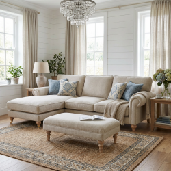 Sofa z szezlongiem Loana – elegancja w kolorze navy