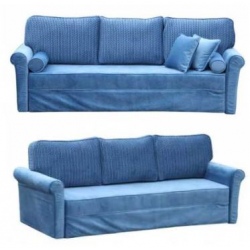 Sofa Flower 220 cm, bok prosty 10 cm, funkcja spania 140x200, ściągany pokrowiec