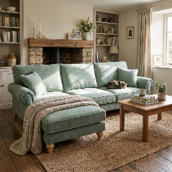 Zestaw Wypoczynkowy Loana: Sofa z Szezlongiem + 2 Fotele Uszaki Premium
