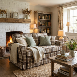 Sofa Flower 150 – Mała sofa w kratę | Klasyczny Styl Rustykalny