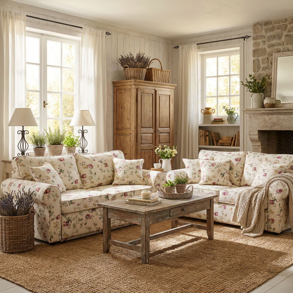 Sofa Rosaly 186 – Stylowa sofa w kwiaty 2-osobowa, rustykalna elegancja Cottage