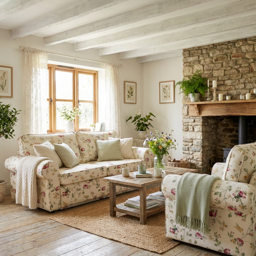 Sofa Rosaly 186 – Stylowa sofa w kwiaty 2-osobowa, rustykalna elegancja Cottage