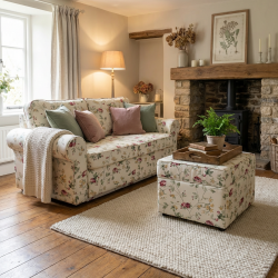 Pufa Rosaly 60x60 cm z pojemnikiem – Kwiecisty podnóżek w stylu Cottage