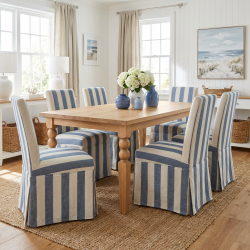 Stół Margo z litego drewna dębowego 100x200 cm oraz krzesła Adriatic – Elegancja w Stylu Hamptons