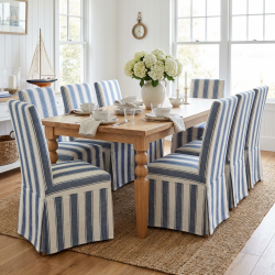 Stół dębowy Margo 100x250 i krzesła Adriatic 100% lnu – Szlachetność Natury w Twojej Jadalni