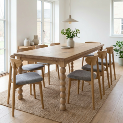 Stół dębowy 100x250 Marra i 6 krzeseł dębowych Oslo – Nowoczesne Serce Domu