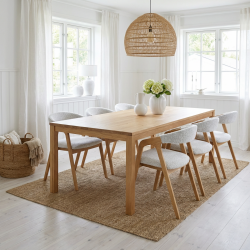 Stół dębowy Milano 160x90 cm i 6 krzeseł dębowych Eri – Nowoczesna Oaza Spokoju