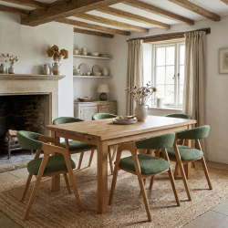 Stół dębowy Milano 160x90 cm i 6 krzeseł dębowych Eri – Nowoczesna Oaza Spokoju