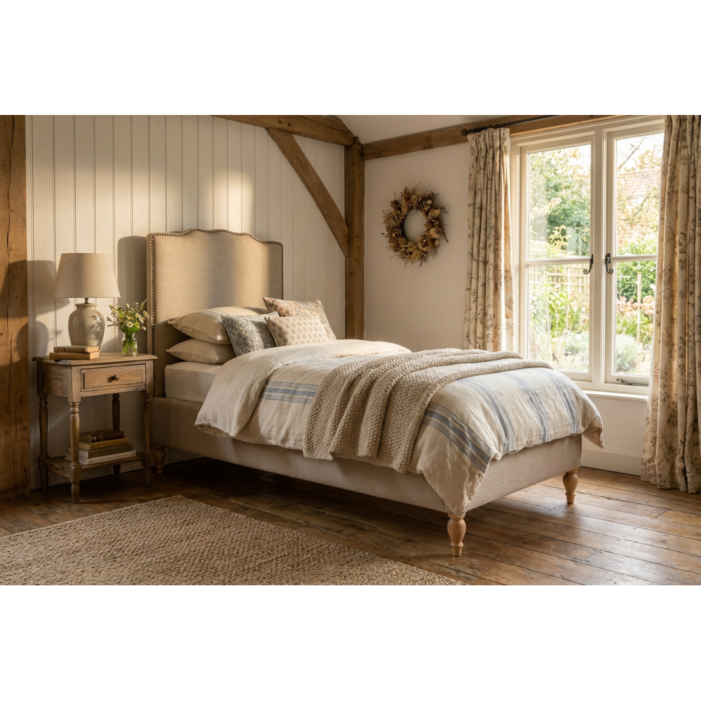 Łóżko Italy – Królewski Odpoczynek w Lnianej Oprawie