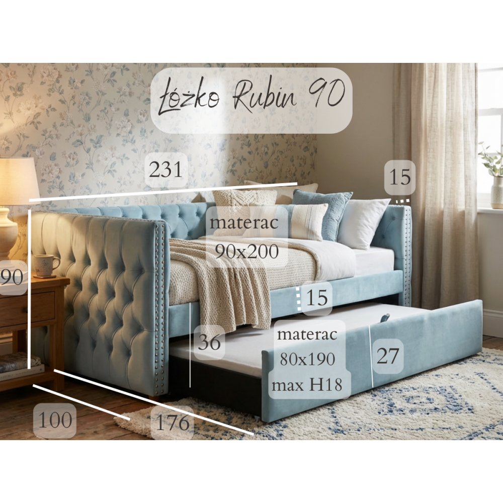 Łóżko Rubin 90 – królewska elegancja i sprytne rozwiązanie dla gości